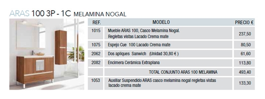 ARAS 100 3P - 1C MELAMINA NOGAL