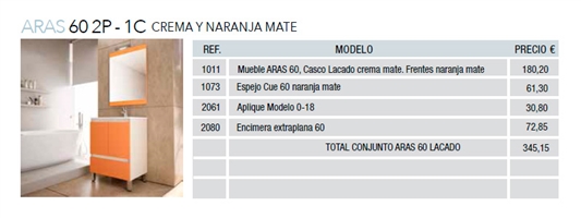 ARAS 60 2P - 1C CREMA Y NARANJA MATE