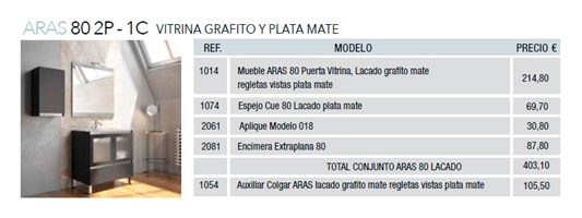 ARAS 80 2P - 1C VITRINA GRAFITO Y PLATA MATE