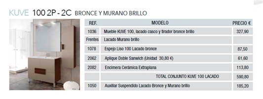 KUVE 100 2P - 2C BRONCE Y MURANO BRILLO