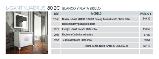 L-GANT KUADRUS 80 2C BLANCO Y PLATA BRILLO