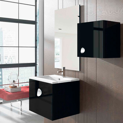 Mueble de baño PICCOLO 50 - 1C negro brillo